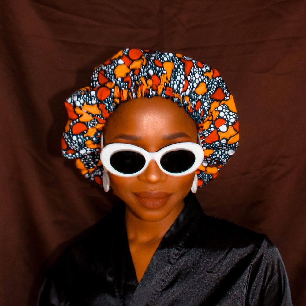 Ankara bonnet| satin lined bonnet | Ankara satin-lined bonnets head cover - Picture 3 of 4